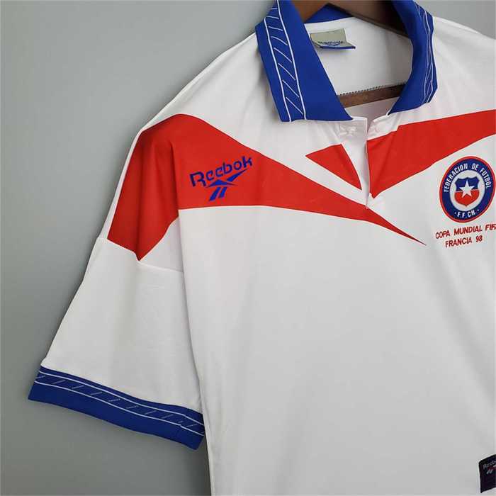 with Front Lettering Retro Jersey 1998 Chile SALAS 11 Away White Soccer Jersey
