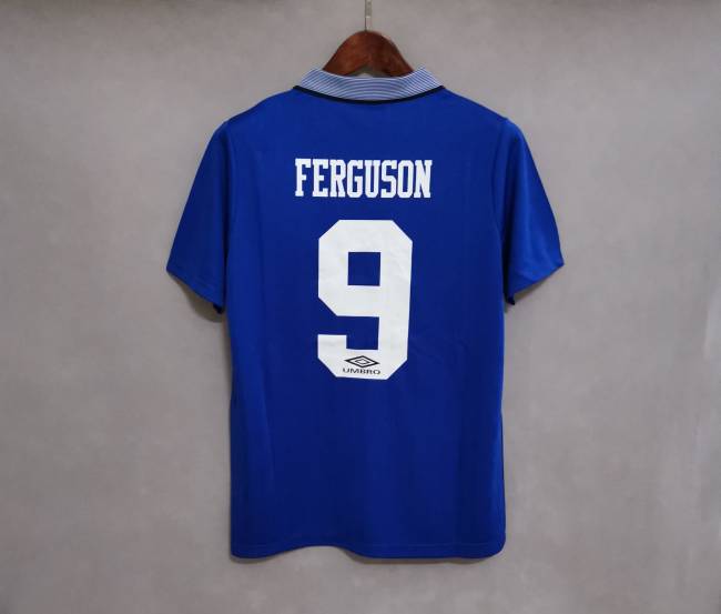 Retro Jersey 1994-1995 Everton FC 9 FERGUSON FA CUP FINAL Home Soccer Jersey