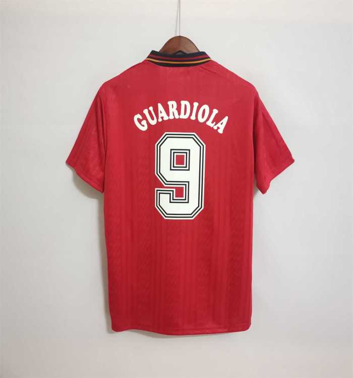 Retro Jersey 1994 Spain GUARDIOLA 9 Home Soccer Jersey Vintage Football Shirt