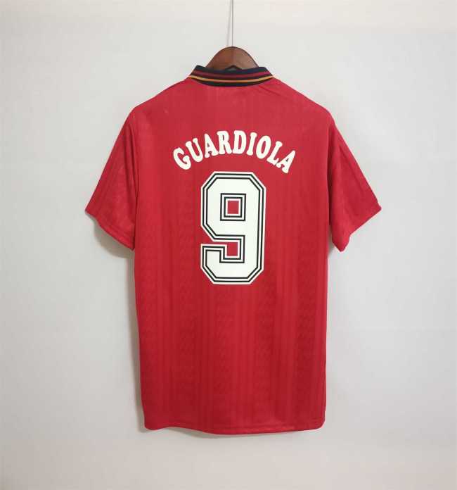 Retro Jersey 1994 Spain GUARDIOLA 9 Home Soccer Jersey Vintage Football Shirt