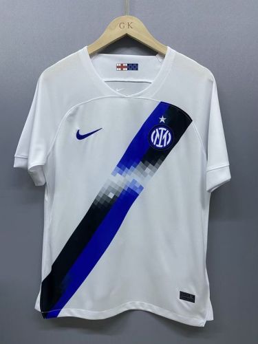 without Sponor Logo Fan Version 2023-2024 Inter Milan Away White Soccer Jersey