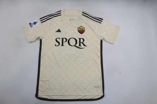 with SPQR+Serie A Patch Fan Version 2023-2024 AS Roma Away Soccer Jersey Roma Football Shirt