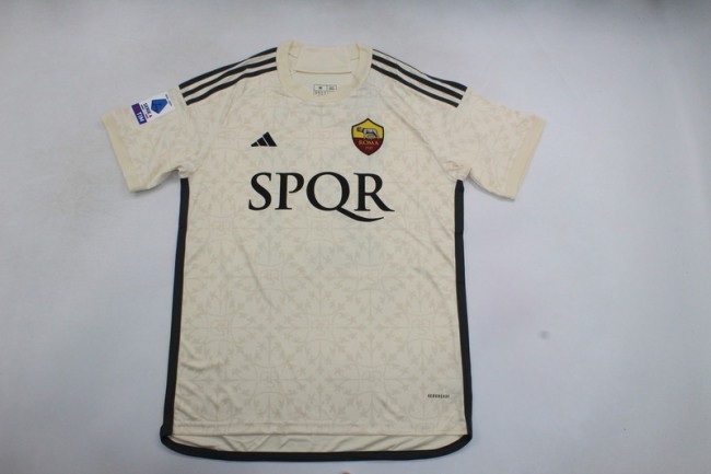 with SPQR+Serie A Patch Fan Version 2023-2024 AS Roma Away Soccer Jersey Roma Football Shirt