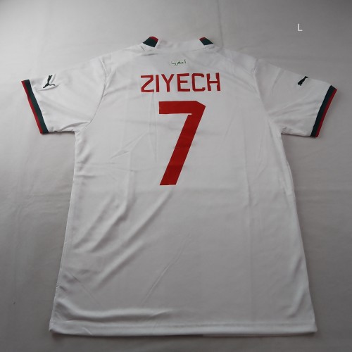 Retro Jersey 2022 Morocco ZIYECH 7 Away White Soccer Jersey