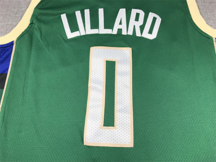 Milwaukee Bucks 0 LILLARD Green NBA Shirt Basketball Jersey