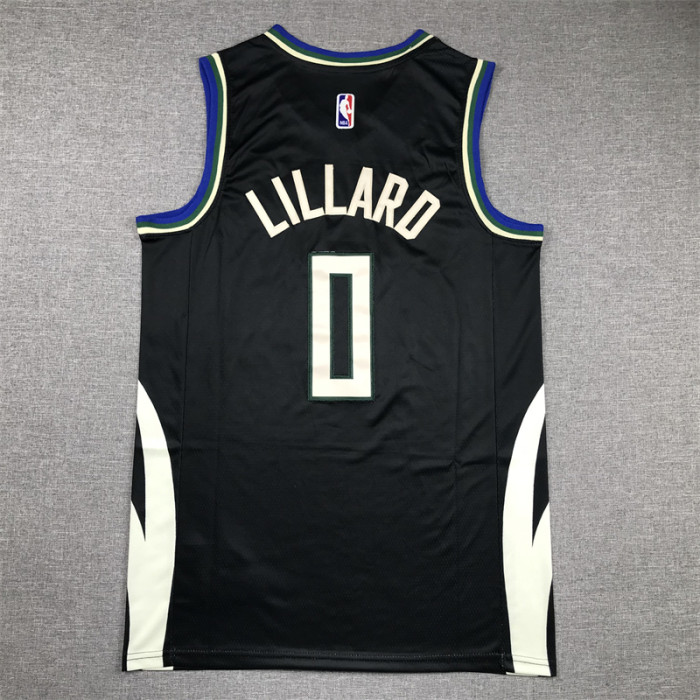 Statement Edition Milwaukee Bucks 0 LILLARD Black NBA Shirt Basketball Jersey