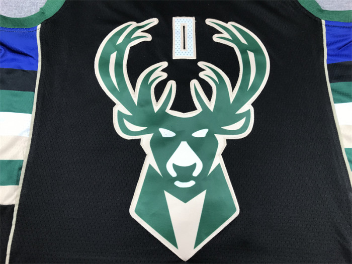 Milwaukee Bucks 0 LILLARD Black NBA Shirt Basketball Jersey