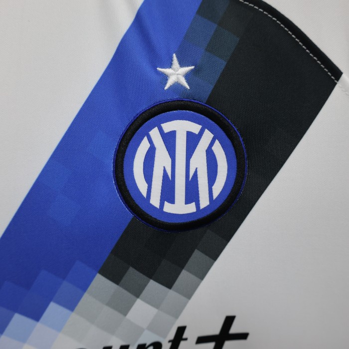 with Sponor Logo Fan Version 2023-2024 Inter Milan Away White Soccer Jersey