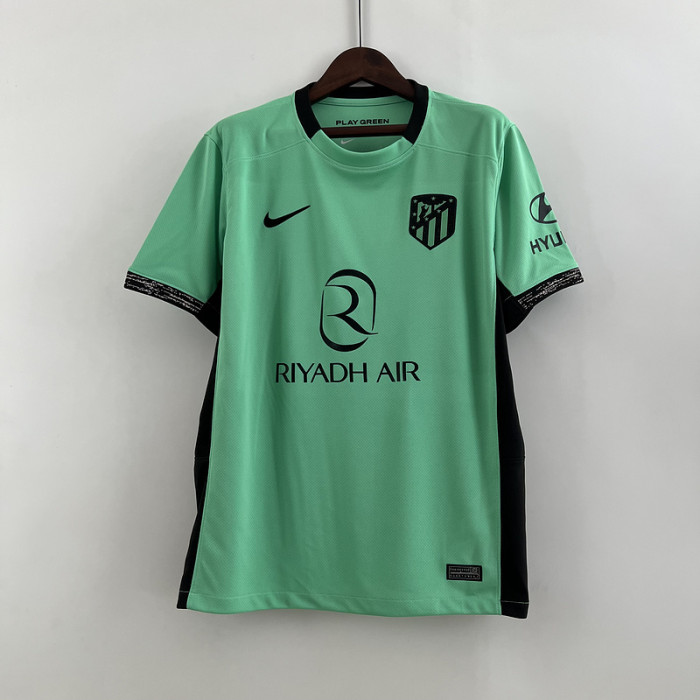 with Sponor Logo Fans Version 2023-2024 Atletico Madrid Third Away Green Soccer Jersey