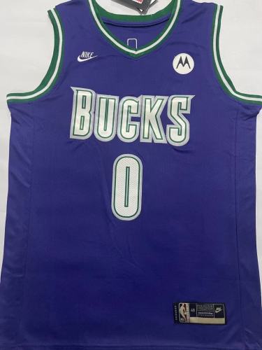 Milwaukee Bucks 0 LILLARD Purple NBA Shirt Classics Basketball Jersey