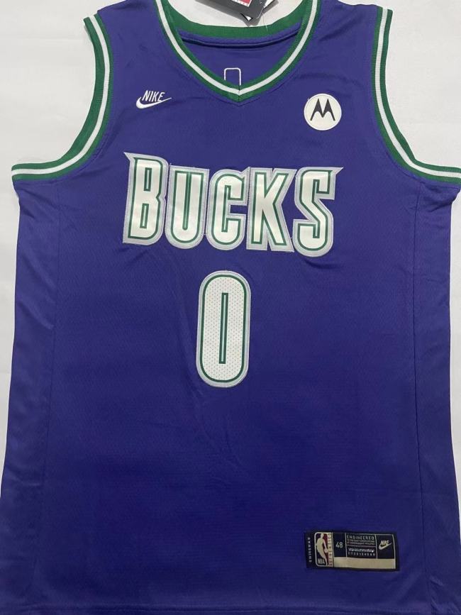 Milwaukee Bucks 0 LILLARD Purple NBA Shirt Classics Basketball Jersey