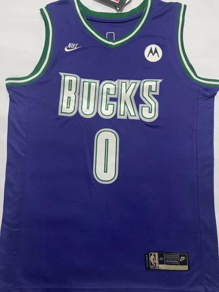 Milwaukee Bucks 0 LILLARD Purple NBA Shirt Classics Basketball Jersey