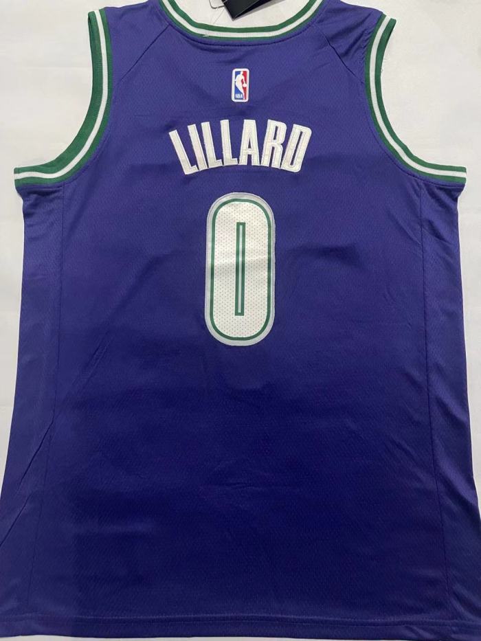 Milwaukee Bucks 0 LILLARD Purple NBA Shirt Classics Basketball Jersey
