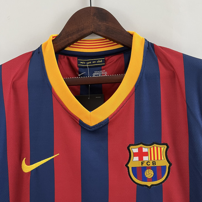 with LFP Patch Retro Jersey 2013-2014 Barcelona Home Soccer Jersey Vintage Football Shirt