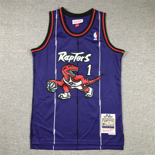 Mitchell&Ness 1998-99 Youth Shirt Kids Toronto Raptors 1 McGRADY Purple NBA Jersey Child Basketball Shirt