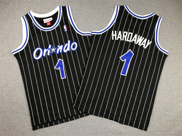 Youth Mitchell&ness 2003-04 Orlando Magic Black Basketball Shirt 1 HARDAWAY Classic NBA Jersey