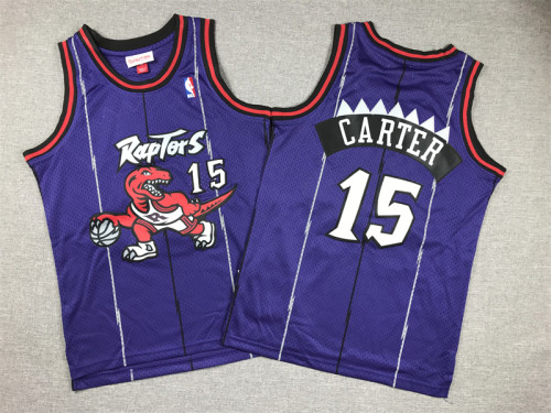 Mitchell&Ness 1998-99 Youth Shirt Kids Toronto Raptors 15 CARTER Purple NBA Jersey Child Basketball Shirt