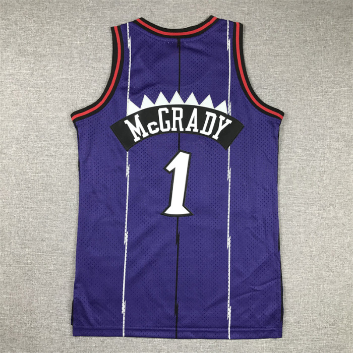 Mitchell&Ness 1998-99 Youth Shirt Kids Toronto Raptors 1 McGRADY Purple NBA Jersey Child Basketball Shirt