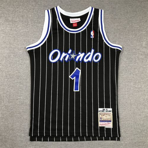 Youth Mitchell&ness 2003-04 Orlando Magic Black Basketball Shirt 1 HARDAWAY Classic NBA Jersey