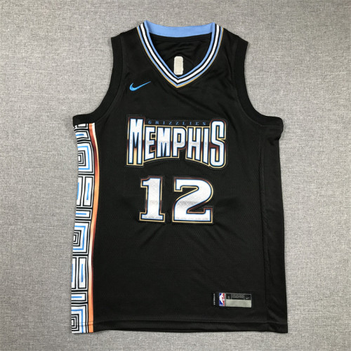 Youth 2023 City Edition Memphis Grizzlies 12 MORANT Black NBA Jersey Basketball Shirt
