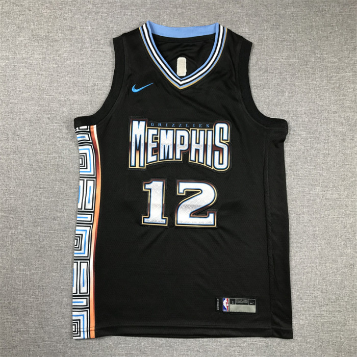 Youth 2023 City Edition Memphis Grizzlies 12 MORANT Black NBA Jersey Basketball Shirt