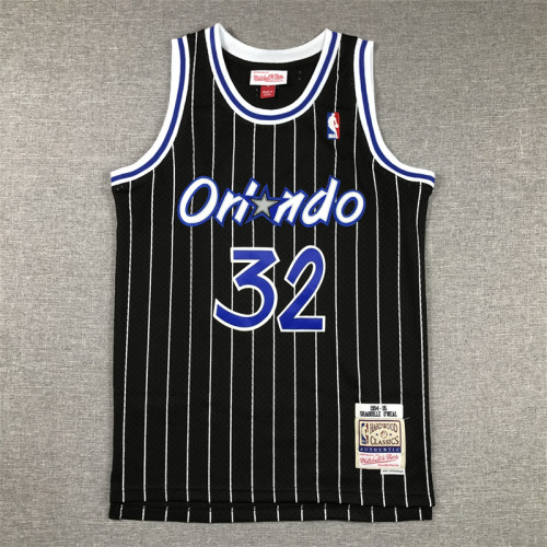 Youth Mitchell&ness 1994-95 Orlando Magic Black Basketball Shirt 32 O'NEAL Classic NBA Jersey