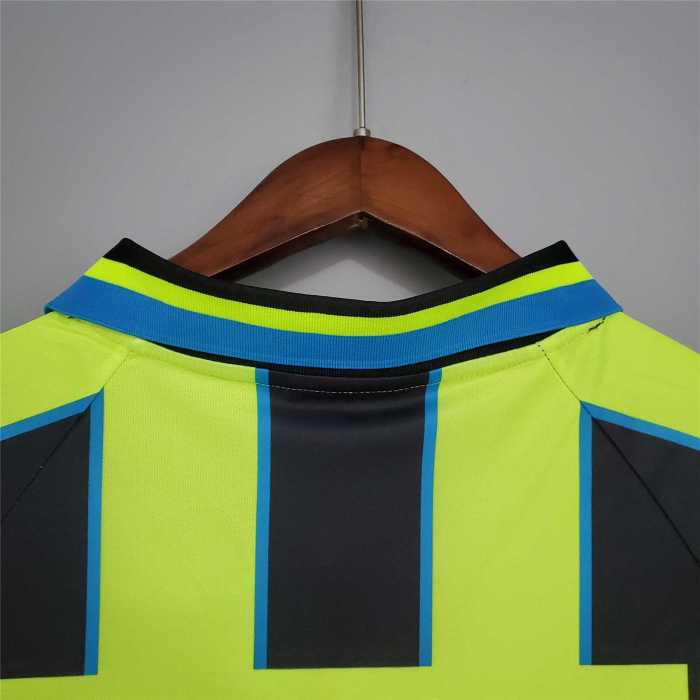 Retro Jersey 1998-1999 Manchester City 10 Away Blue/Green Soccer Jersey Vintage Football Shirt