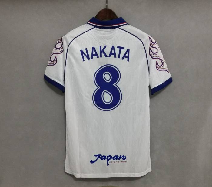 Retro Jersey Japan 1998 NAKATA 8 Away White Soccer Jersey Vintage Football Shirt