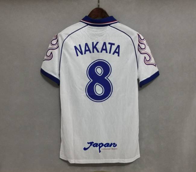 Retro Jersey Japan 1998 NAKATA 8 Away White Soccer Jersey Vintage Football Shirt