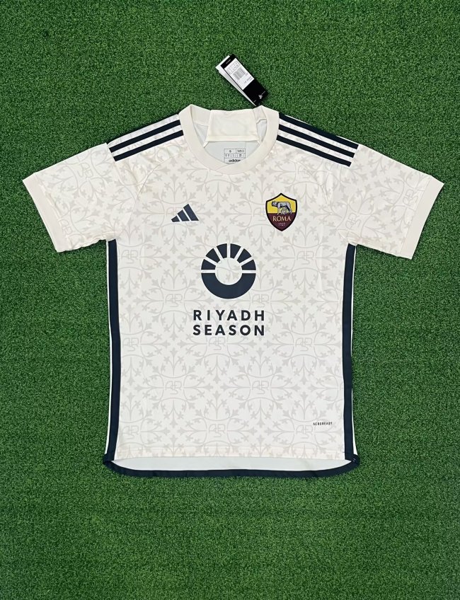 with Riyadh Season+Auberge Resorts Maillot As Roma Fan Version 2023-2024 As Roma Away Soccer Jersey