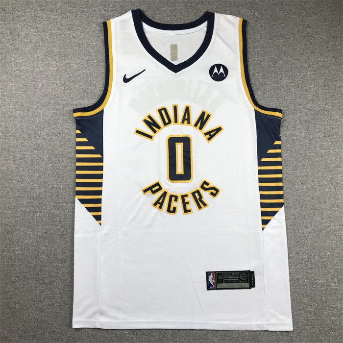 Indiana Pacers 0 HALIBURTON White NBA Shirt Basketball Jersey