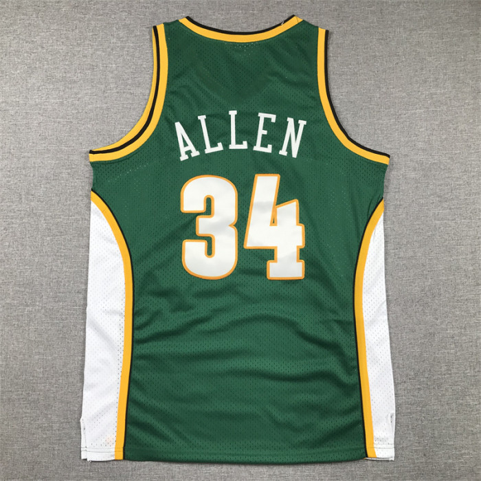 Mitchell&ness 2006-07 Oklahoma City Thunder 34 ALLEN Green NBA Jersey Seattle SuperSonics Basketball Shirt