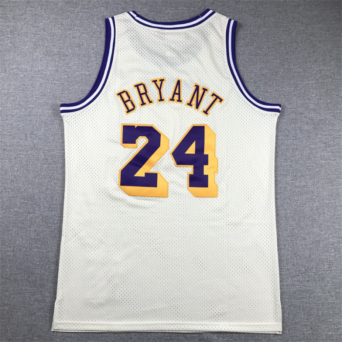 Mitchell&ness Los Angeles Lakers 24 Kobe Bryant Basketball Shirt Cream White NBA Jersey