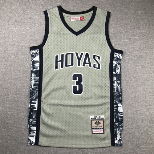 Mitchell&Ness 1995-1996 Georgetown Hoyas 3 IVERSON Grey NBA Jersey Basketball Shirt
