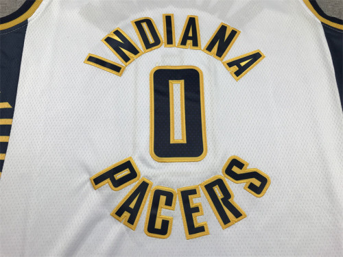 Indiana Pacers 0 HALIBURTON White NBA Shirt Basketball Jersey