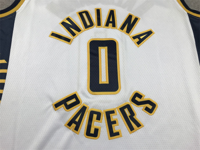 Indiana Pacers 0 HALIBURTON White NBA Shirt Basketball Jersey