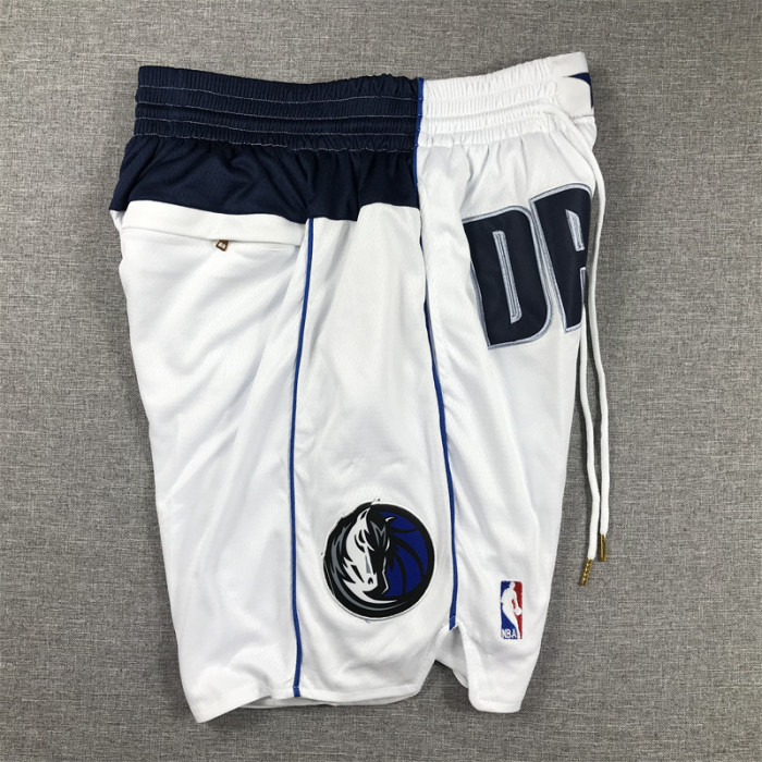 with Pocket Dallas Mavericks NBA Shorts White/Black Basketball Shorts