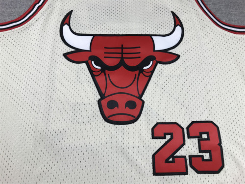 Mitchell&ness Chicago Bulls Basketball Shirt 23 MICHAEL JORDAN Cream White NBA Jersey
