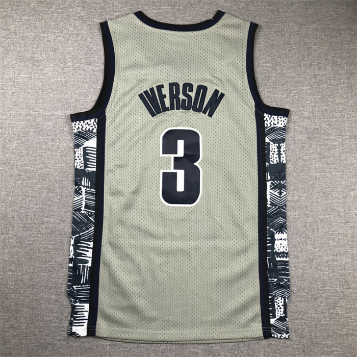 Mitchell&Ness 1995-1996 Georgetown Hoyas 3 IVERSON Grey NBA Jersey Basketball Shirt