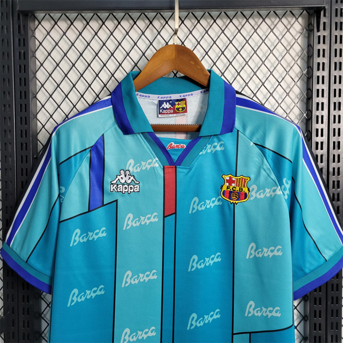 Retro Jersey 1996-1997 Barcelona RONALDO 9 Away Blue Soccer Jersey Vintage Football Shirt