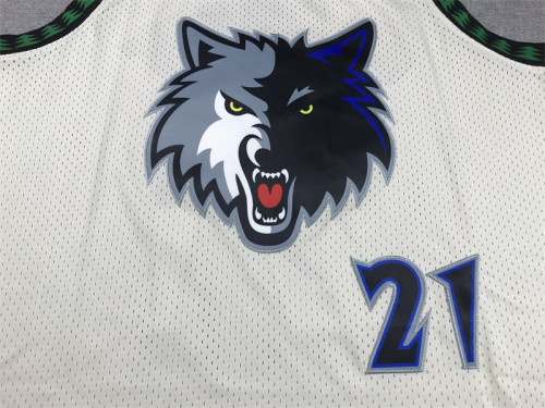 Mitchell&Ness Minnesota Timberwolves 21 KEVIN GARNETT NBA Jersey Cream White Basketball Shirt