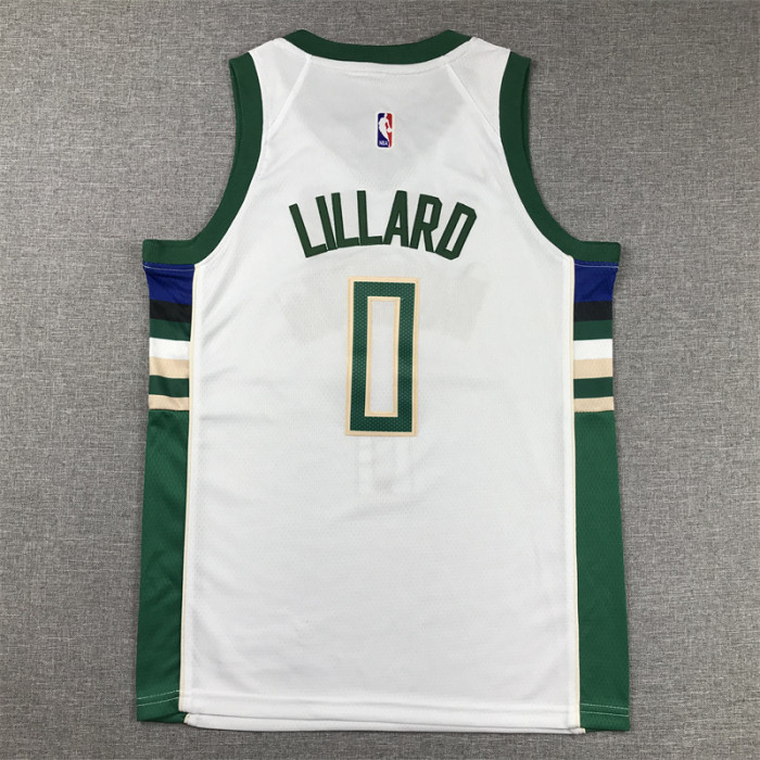 Youth Milwaukee Bucks 0 LILLARD White NBA Shirt Child Basketball Jersey