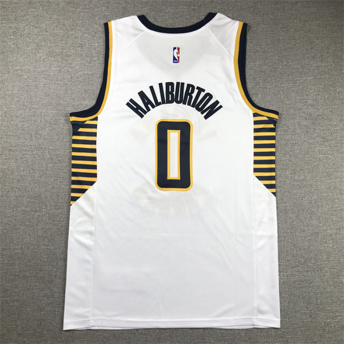Indiana Pacers 0 HALIBURTON White NBA Shirt Basketball Jersey