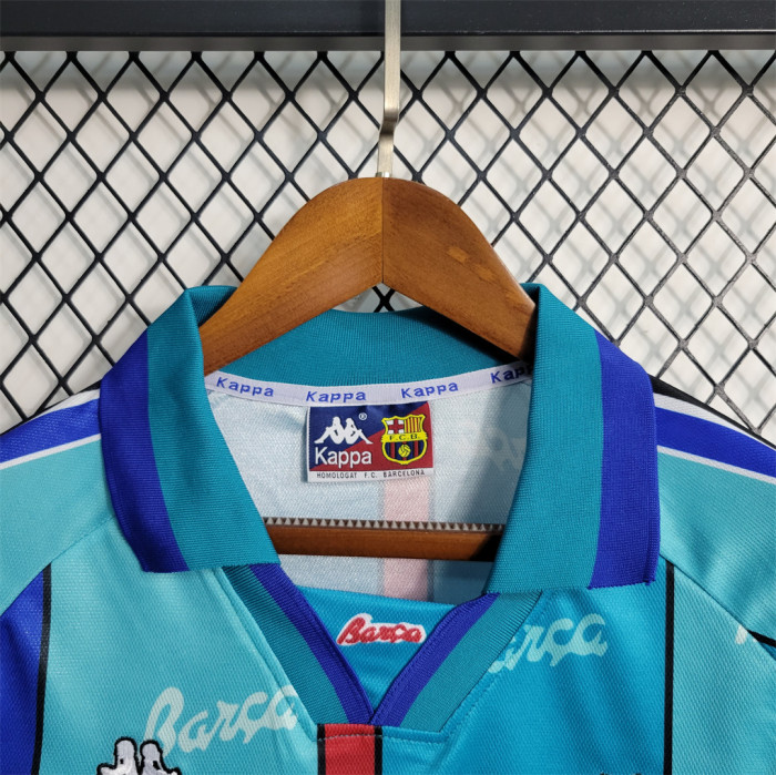 Retro Jersey 1996-1997 Barcelona RONALDO 9 Away Blue Soccer Jersey Vintage Football Shirt