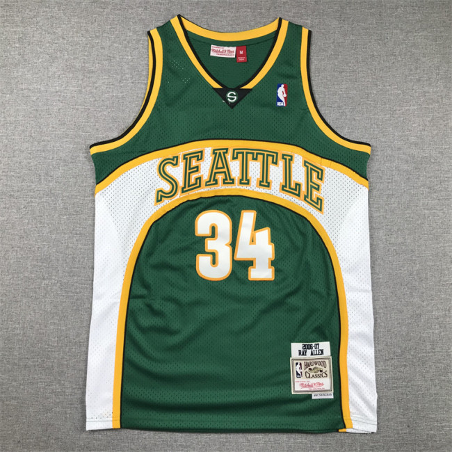 Mitchell&ness 2006-07 Oklahoma City Thunder 34 ALLEN Green NBA Jersey Seattle SuperSonics Basketball Shirt