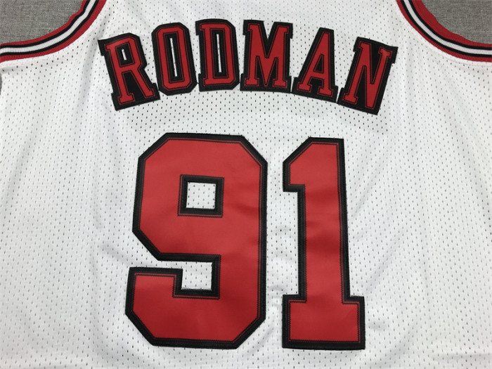 Mitchell&ness 1997-98 Chicago Bulls White Basketball Shirt 91 RODMAN Final Match NBA Jersey