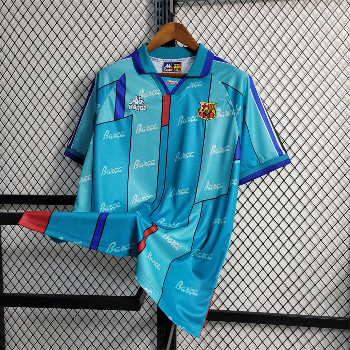 Retro Jersey 1996-1997 Barcelona RONALDO 9 Away Blue Soccer Jersey Vintage Football Shirt
