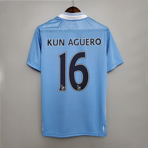 Retro Jersey 2011-2012 Manchester City KUN AGUERO 16 Home Soccer Jersey Vintage Football Shirt