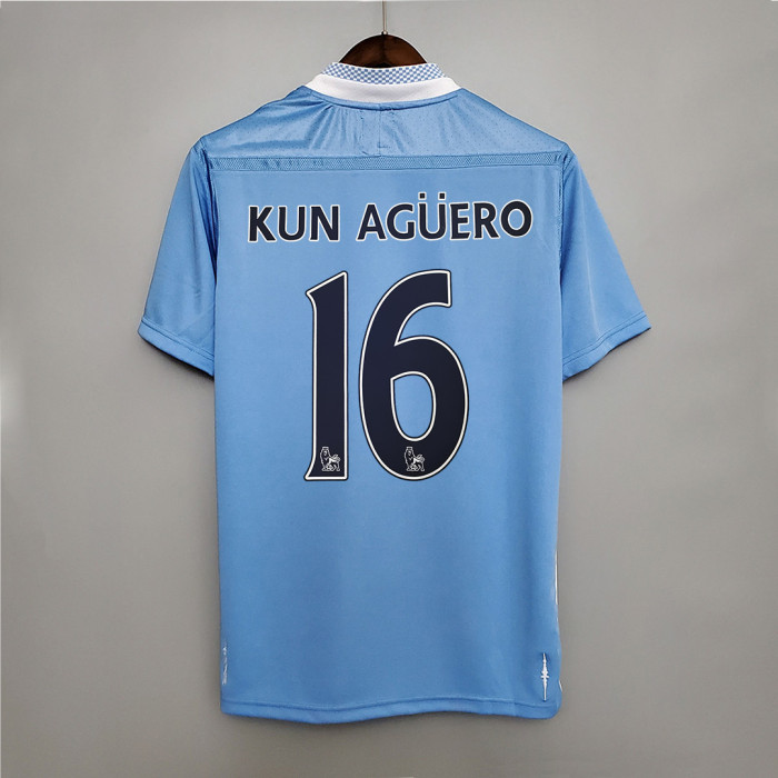 Retro Jersey 2011-2012 Manchester City KUN AGUERO 16 Home Soccer Jersey Vintage Football Shirt