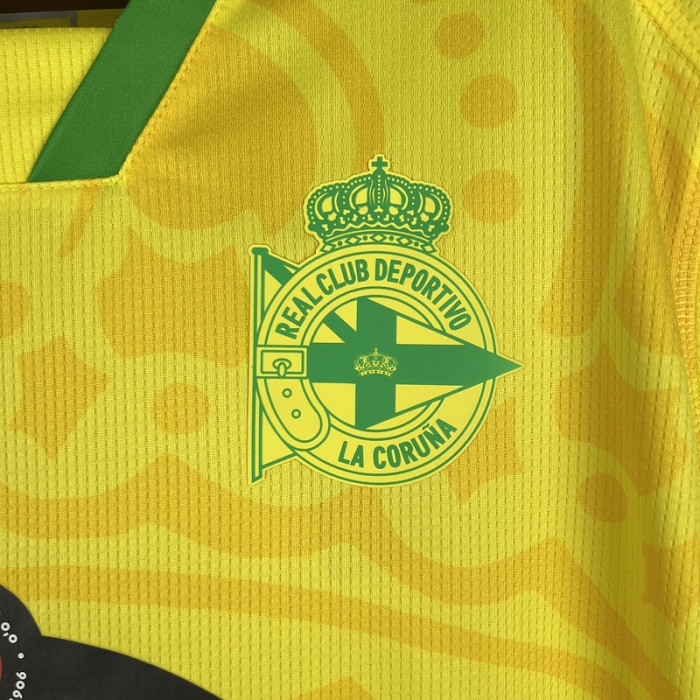 Fan Version 2023-2024 Deportivo La Coruña Away Yellow Soccer Jersey Camisetas de Futbol